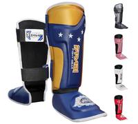 Farabi Sports Enfant Protege Tibia Boxe - protège-Tibias Cou-de-Pied MMA Muay Thai Protege Tibia Kick Boxing Enfant (Blue)