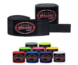 Farabi Sports Enfants Bande Boxe Paire d'enveloppes mexicaines intérieures de Gants de Fitness de Boxe de mètres de Long (Black, Kids (2.50 Meters) (Black)