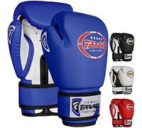 Farabi Sports Gants de Boxe Enfant 4oz 6oz 8oz - Gants Junior pour Muay Thai, Kickboxing, Sparring & Entraînement sur Sac de Frappe (Blue/White, 4-oz)