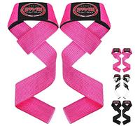 Farabi Sports Sangles de barre de gymnastique d'haltérophilie sans glissement avec des poignées flexibles en gel modernes pour l'entraînement, la dynamophilie (Pink)