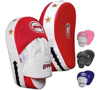 Farabi Tampons Mitaines poinçonnage incurvés, Deux Paires de Coussinets de Mise au Point, Boxe Entraînement Muay Thai (Red)