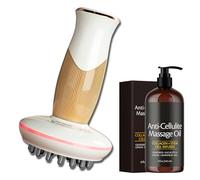 Farad Beauty Heated Brush,3-in-1 Pro Negative Ion Two Ptc Heaters Thermal Brush,with Heat/5-Speed Vibration Massage Reduces Puffiness Soothes Relaxes,for Belly,Arms,Legs,Back or Body (White)