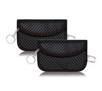 Faraday Bag Keyless Go Lot de 2 étuis de protection en fibre de carbone pour clé de voiture RFID avec crochet et anneau porte-clés