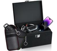 Faraday Box Boîte de protection pour clés de voiture avec 2 sacs Faraday, boîte RFID pour clés de voiture, boîte de blocage de signal pour la sécurité de voiture (taille L)