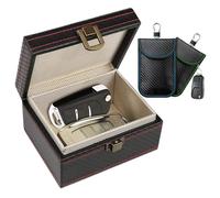 Faraday Box Boîte Keyless Go Boîte de protection pour clés de voiture Boîte à clés de voiture avec 2 poches de blocage de signal blindage des appareils pour la médecine légale numérique protection EMP