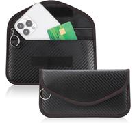 Faraday Lot De 2 Pochettes Pour Téléphone Portable,Grand Format,Bloqueur De Signal,Pour Clés De Voiture,Protection Keyless Faraday Bag Rfid,En Fibre De Carbone,Noir