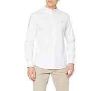 Farah Brewer Chemise ajustée en Coton Oxford avec col Grand-père, Blanc, XS Homme