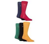 Farah Homme Plain, Rayé et à motifs Tous les jours Bambou Chaussettes Paquet de 5 (FR/ES, Numérique, 39, 45, Taille normale, Taille normale, Plaine Rouge/Violet/Jaune)
