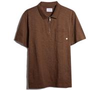 Farah Men's Chancery Zipped Short-Sleeve Polo Shirt Golden Brown Petit Male