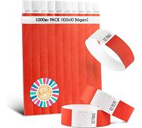 Farbband® Lot de 1000 rubans d'entrée Rouge/ruban de 19 mm en Tyvek/fête indéchirable, étanches et numérotés/toutes les couleurs/rubans d'entrée pour fête, festival et festival