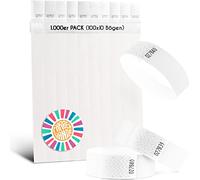 FARBEN BANDE® Lot de 1000 bracelets d'entrée en Tyvek 19 mm - Résistants à la déchirure, imperméables et numérotés - Pour fête, festival et fêtes