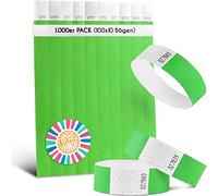 FARBEN BANDE® Lot de 1000 bracelets d'entrée en Tyvek Vert fluo 19 mm En Tyvek indéchirable, imperméable et numéroté Pour fête, festival et fêtes