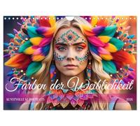 Farben der Weiblichkeit - Kunstvolle KI Portraits (Wandkalender 2026 DIN A4 quer), CALVENDO Monatskalender: Bunt bemalte Gesichter.