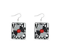 farbene Ohrringe Damen kreative Retro-Bandaufzeichnungen, Hip-Hop-Stil, nostalgische Mode, vielseitige Ohrringe für Frauen Ohrringe Holz (C, One Size)