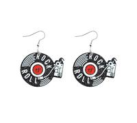 farbene Ohrringe Damen kreative Retro-Bandaufzeichnungen, Hip-Hop-Stil, nostalgische Mode, vielseitige Ohrringe für Frauen Ohrringe Holz (D, One Size)