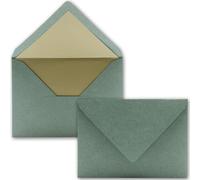 FarbenFroh by GUSTAV NEUSER - Lot de 50 enveloppes pour lettres - Format B6 - Doublure intérieure en papier métallique doré - 12,5 x 17,6 cm - Vert - Collage par humectation