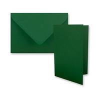 FarbenFroh Lot de 50 cartes pliées DIN B6 avec enveloppes vert foncé 120 x 170 mm Idéal pour cartes d'invitation, mariage, baptême, communion, confirmation
