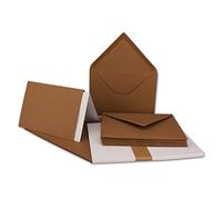 FarbenFroh - Lot de 500 cartes pliantes - Format A6/C6 - Avec enveloppes - Marron châtaignier - Avec insert - 14,8 x 10,5 cm - Qualité supérieure