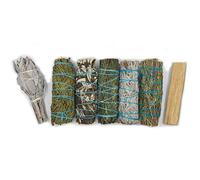 Farbenwald Set d'encens de 7 pièces, Contenant Palo Santo, Sauge Blanche, cèdre, romarin, genévrier, Sauge des prés et Yerba Santa