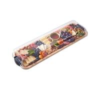 Farberware Planche à Découper Rectangulaire Build-a-Board avec un Compartiment et un Couvercle Transparent qui se Ferme pour la Charcuterie, les Snacks et Plus, Bambou, 17x56cm