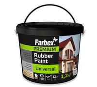 FARBEX Peinture Caoutchouc Liquide Étanche Intérieur/Extérieur - Revêtement Élastique Pour Toiture, Terrasse, Balcon - 1,2 kg Blanc - Étanchéifie Et Protège Toutes Surfaces
