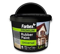 FARBEX Peinture Caoutchouc Liquide Étanche Intérieur/Extérieur - Revêtement Élastique Pour Toiture, Terrasse, Balcon - 1,2 kg Noir - Étanchéifie Et Protège Toutes Surfaces