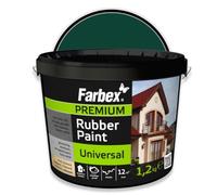FARBEX Peinture universelle en caoutchouc de qualité supérieure pour l'intérieur et l'extérieur pour toutes les surfaces, étanchéité élastique contre l'humidité, les intempéries - 1,2 kg - Vert