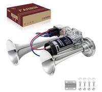 FARBIN Klaxon à air 12V avec compresseur pour voiture, camion, 118 dB, double trompette, avertisseur sonore pour train, bus, fourgonnette, voiture, bateau