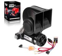 FARBIN Klaxon Voiture Klaxon à Air Klaxons Camion 12v Puissant 130db Klaxons Escargot Corne Compact Air Horn avec Relais Faisceau de Câble pour Camion Moto Véhicule Train Bateau