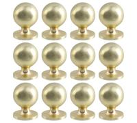 FarBoat Lot de 12 poignées d'armoire en laiton antique, 24 mm, élégantes, rondes, dorées brossées, poignées d'armoire, poignées d'armoire de cuisine, poignées de tiroir, quincaillerie d'armoire