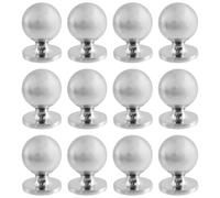 FarBoat Lot de 12 poignées d'armoire en laiton antique, 24 mm, élégantes, rondes et argentées, poignées d'armoire de cuisine, boutons de tiroir, quincaillerie d'armoire