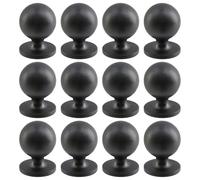FarBoat Lot de 12 poignées d'armoire en laiton antique, 24 mm, élégantes, rondes, gris mat, poignées d'armoire de cuisine, poignées de tiroir, quincaillerie d'armoire