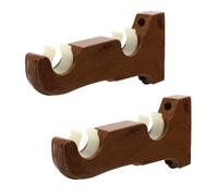 FarBoat Lot de 2 supports muraux classiques en bois pour tringle à rideaux jusqu'à 3,8 cm de diamètre (double fente en teck)