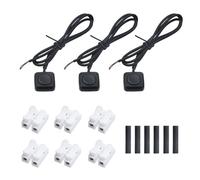 FarBoat Lot de 3 mini interrupteurs momentanés en plastique 12 V 24 V avec ruban adhésif double face, boutons de klaxon marche/arrêt de 30,5 cm avec connecteurs de câblage rapide CH-2 pour lumières