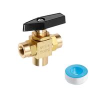 FarBoat Robinet à boisseau sphérique à filetage femelle à 3 voies - Sans plomb - En laiton - Port complet d'arrêt - Pour tuyauterie, traitement de l'eau, climatisation, 1/8 NPT - Couleur dorée