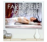 Farbspiele - Akt in Weiß (hochwertiger Premium Wandkalender 2026 DIN A2 quer), Kunstdruck in Hochglanz: Aktfotografie mit weißer Farbe