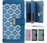Farcauo Compagnon Portefeuille Femme Bleu Porte Monnaie Femme Portefeuille Carte Femme Porte Feuilles Monnaie Porte Carte Bancaire Portefeuilles Petit Cuir Porte Feuille Monnaie Format Mini