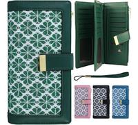 Farcauo Compagnon Portefeuille Femme Vert Porte Monnaie Femme Portefeuille Carte Femme Porte Feuilles Monnaie Porte Carte Bancaire Portefeuilles Petit Cuir Porte Feuille Monnaie Format Mini