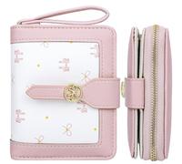 Farcauo Mignon Porte-Monnaie pour Femmes avec nœuds Porte-Monnaie Rose Papillon avec Compartiment pour Carte d'identité et Pochettes pour Cartes