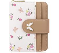 Farcauo Porte Feuilles pour Femme Mini Porte Monnaie Petit Mini Marron Carte Papillon Kawaii Portefeuille pour Femme avec Compartiment pour Carte d'identité et Porte-Cartes