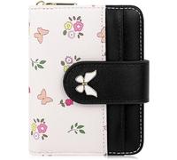 Farcauo Porte-Monnaie Petit Mignon Noir Design Fleur Porte-Monnaie Femme Petit Porte-Monnaie avec Porte-Passeport et Porte-Cartes