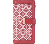 Farcauo Porte-Monnaie pour Femmes Grand Rouge avec Blocage RFIDs avec Compartiment Documents et Porte-Cartes Petit Portefeuille