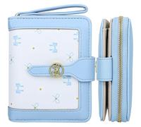 Farcauo Porte-Monnaie pour Femmes Mini à Noeud Porte-Monnaie pour Femmes Bleu Noeud avec Compartiment pour Carte d'identité et Porte-Cartes