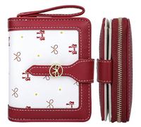 Farcauo Porte-Monnaie pour Femmes Mini à Noeud Porte-Monnaie Rouge Noeud Papillon avec Compartiment pour Carte d'identité et Pochettes pour Cartes