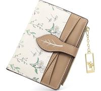 Farcauo Portefeuille Porte-Monnaie pour Femme Mini Marron Petit Portefeuille pour Femme avec Motif Floral pour Femmes Petit avec Compartiment Documents et Porte-Cartes