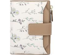 Farcauo Portefeuille pour Femme Mini Porte-Monnaie Petits avec Motif Floral Marron pour Femmes Petits Portefeuilles avec Compartiment Documents et Pochettes pour Cartes