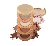 Fard à paupières à quatre couches, kit de maquillage de voyage, ensemble de beauté compact 4 x 3 cm, gain de place et empilable/application sans effort pour les vacances, les occasions spéciales ou