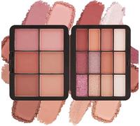 Fard à paupières Blush Palette-18 Couleurs Poudre Eyeshadow, Longue Tenue Résistant à la Sueur Non Gras fard à joues, Mat Et Scintillant Palettes de Maquillage Pour Quotidien Saint Valentin Noël-02