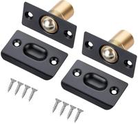 FarDeer 2 PCS Loquet à Bille de Porte,Roller Ball Door Catch Adjustable, Door Ball Catches for Internal Doors, Door Ball Latch Door Spring Ball Stainless Steel and Brass (Black)