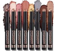 Fards À Paupières Creme Avec Pinceau, 6 Couleurs Pailleté Fard À Paupières Bâtons, Waterproof Glitter Eyeshadow Stick, Longue Durée Lisse Douce Eyeshadow Crayons (8 Colors Setb)